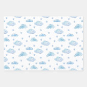 Niedliche Pastel Baby Boy Blue Trucks Wolken Herz Geschenkpapier Set (Vorderseite 2)