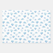 Niedliche Pastel Baby Boy Blue Trucks Wolken Herz Geschenkpapier Set (Vorderseite 3)