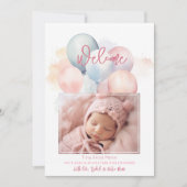 Niedliche Pastel Balloons Begrüßungsjunges Mädchen Ankündigung (Vorderseite)