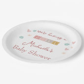 Niedliche Pastel Blocks Girl Babydusche Pappteller (Schrägansicht)