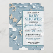 Niedliche Pastel Blue Boy Kinderdusche Einladung (Vorne/Hinten)