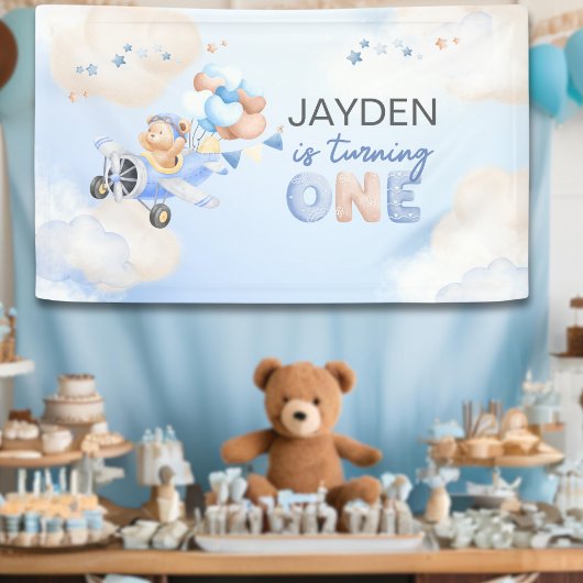 Niedliche Pastel Blue Brown Baby Bear verwandelt e Banner