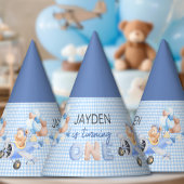 Niedliche Pastel Blue Brown Baby Bear verwandelt e Partyhütchen