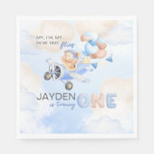 Niedliche Pastel Blue Brown Baby Bear verwandelt e Serviette (Vorderseite)