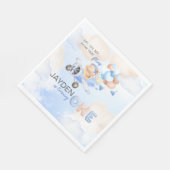 Niedliche Pastel Blue Brown Baby Bear verwandelt e Serviette (Ecke)