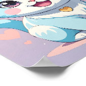 Niedliche Pastel Blue Kitten - Adorable Kinderzimm Poster (Ecke)