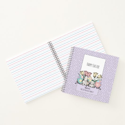 Niedliche Pastel Bunny Rabbit Happy Osterfest Indi Notizblock (Innenseite)