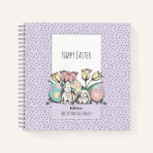 Niedliche Pastel Bunny Rabbit Happy Osterfest Indi Notizblock (Vorderseite)