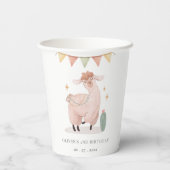 Niedliche Pastel Cactus Boho Llama jeden Geburtsta Pappbecher (Rückseite)