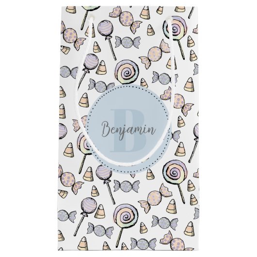 Niedliche Pastel Candy Theme Monogramm und Name Kleine Geschenktüte (Vorderseite)