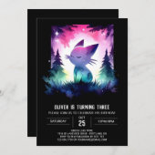 Niedliche Pastel Cat Geburtstag Einladung (Vorne/Hinten)