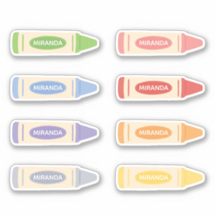 Niedliche Pastel Crayons mit Individuelle Name Aufkleber