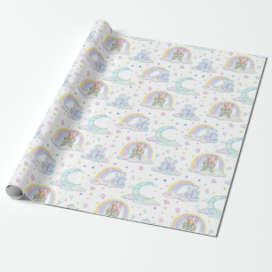 Niedliche Pastel Diamond Burg und Wolken Geschenkpapier