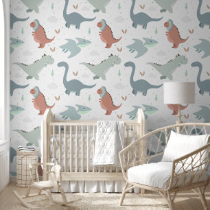 Niedliche Pastel Dinosaur Baby Kinderzimmer Peel & Tapete