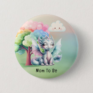 Niedliche Pastel Dragon Baby Dusche Mama zu sein Button