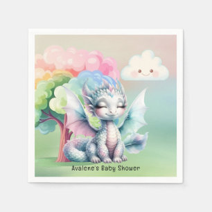 Niedliche Pastel Dragon Babydusche Serviette