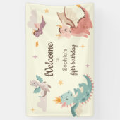 Niedliche Pastel Dragons Kindergeburtstag Party Banner (Vertikal)