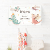 Niedliche Pastel Dragons Kindergeburtstag Party Banner (Insitu)