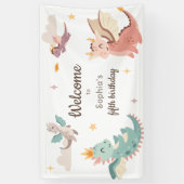 Niedliche Pastel Dragons Kindergeburtstag Party Banner (Vertikal)