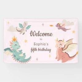 Niedliche Pastel Dragons Kindergeburtstag Party Banner