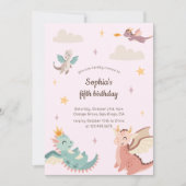 Niedliche Pastel Dragons Kindergeburtstag Party Einladung (Vorderseite)