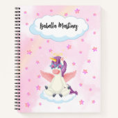 Niedliche Pastel Einhorn mit rosa Sternen für Mädc Notizblock (Vorderseite)