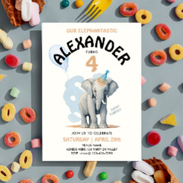 Niedliche Pastel Elephant Safari Zoo Boy Wasserfar Einladung