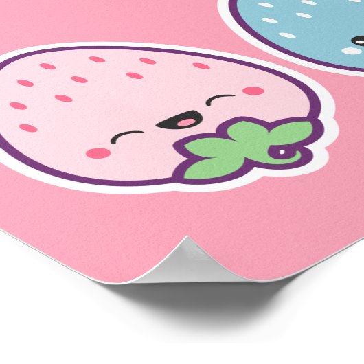 Niedliche Pastel Erdbeeren Poster (Ecke)