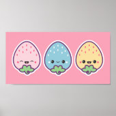 Niedliche Pastel Erdbeeren Poster (Vorne)