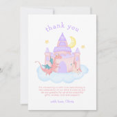 Niedliche Pastel Fairytale Dragon Unicorn Kinderdu Dankeskarte (Vorderseite)