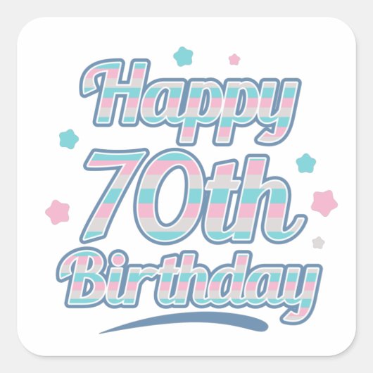 Niedliche Pastel feiert 70. Geburtstag Quadratischer Aufkleber (Vorderseite)