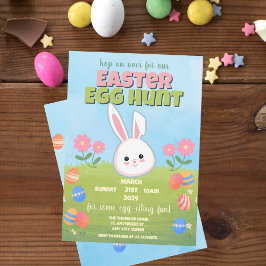 Niedliche Pastel Frühjahr Ostern Bunny Egg Hunt Einladung