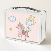 Niedliche Pastel Funny Unicorn Ate Meine Hausaufga Metall Brotdose (Rückseite)