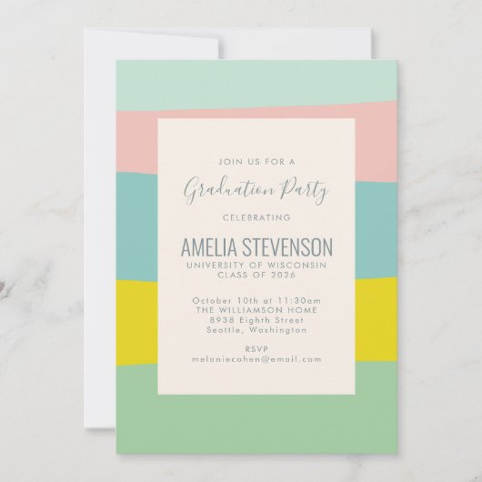 Niedliche Pastel Geometric Spring Graduation Party Einladung (Vorderseite)