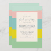 Niedliche Pastel Geometric Spring Graduation Party Einladung (Vorne/Hinten)