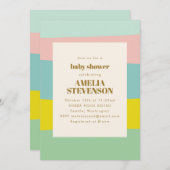 Niedliche Pastel Geometric Spring Mint Babydusche Einladung (Vorne/Hinten)