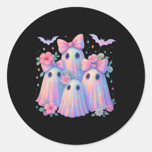 Niedliche Pastel Ghost Boo Crew Floral Matching Ha Runder Aufkleber