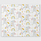 Niedliche Pastel Gray Blush Aquamarin Boho Einhorn Geschenkpapier (Flach)