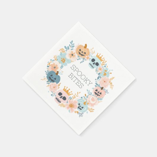 Niedliche Pastel Halloween Fall Spooky florale Mod Serviette (Ecke)