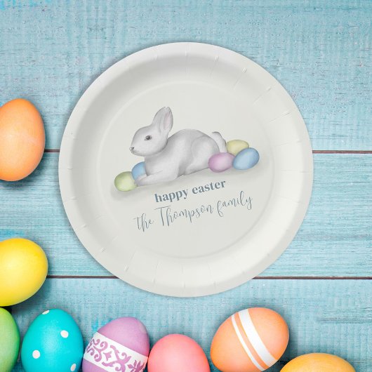 Niedliche Pastel Happy Osterfest Bunny Einfache Kl Pappteller