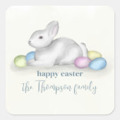 Niedliche Pastel Happy Osterfest Bunny Einfache Kl Quadratischer Aufkleber (Vorderseite)