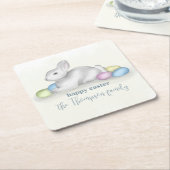 Niedliche Pastel Happy Osterfest Bunny Einfaches P Rechteckiger Pappuntersetzer (angewinkelt)