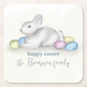 Niedliche Pastel Happy Osterfest Bunny Einfaches P Rechteckiger Pappuntersetzer (Vorderseite)