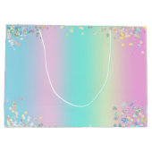 Niedliche Pastel Holographic Happy Birthday Große Geschenktüte (Rückseite)