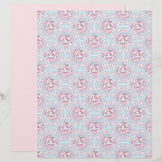 Niedliche Pastel Kawaii Bunny Dot Mandala Kunst, D (Vorne/Hinten)