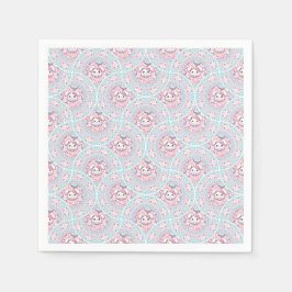Niedliche Pastel Kawaii Bunny Dot Mandala Kunst, D Serviette