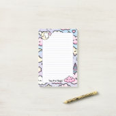 Niedliche Pastel Kawaii Einhorn Wolken & Sterne No Post-it Klebezettel (Auf Schreibtisch)