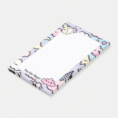 Niedliche Pastel Kawaii Einhorn Wolken & Sterne No Post-it Klebezettel (angewinkelt)