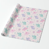 Niedliche Pastel Kleine Elefanten Rosa Lila Minze Geschenkpapier (Ungerollt)