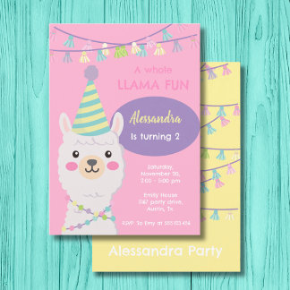 Niedliche Pastel-Lama-Party Einladung